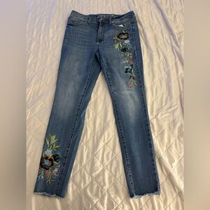 Seven7 Floral Embroidered Skinny Jeans - Blue